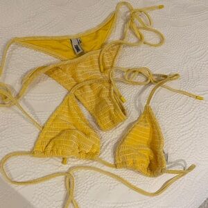 triangl swimwear Yellow Ribbed Triangle Bikini Set